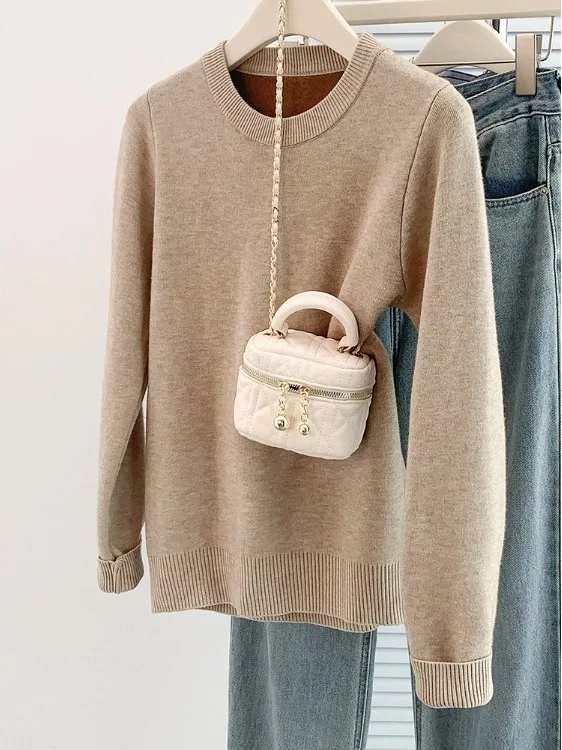   카메레 니트 탑 여성용 긴 소매 슬림 핏 베이스 레이어 패셔너블 이너웨어 가을 겨울 신상