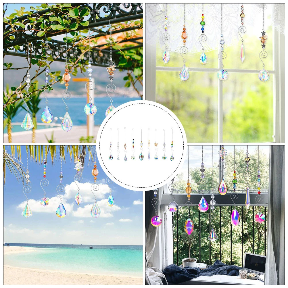 

9Pcs Crystal Sun Catchers Decorative Hanging Crystals for Home Garden Rainbow Refraction Crystal Sun Catchers Hanging Crystals