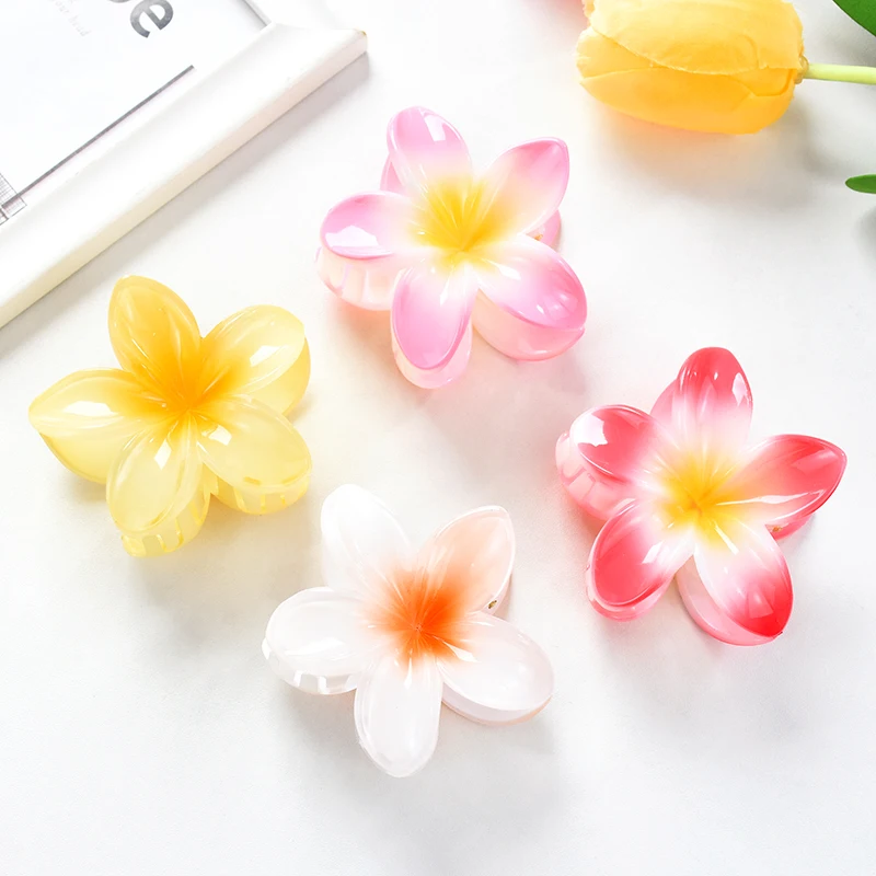 Hawaii Plumeria Flower Hair Clips For Women Girls Beach Vacation Headdress Hair Claw Summer Birthday Party Hair Accessories Gift