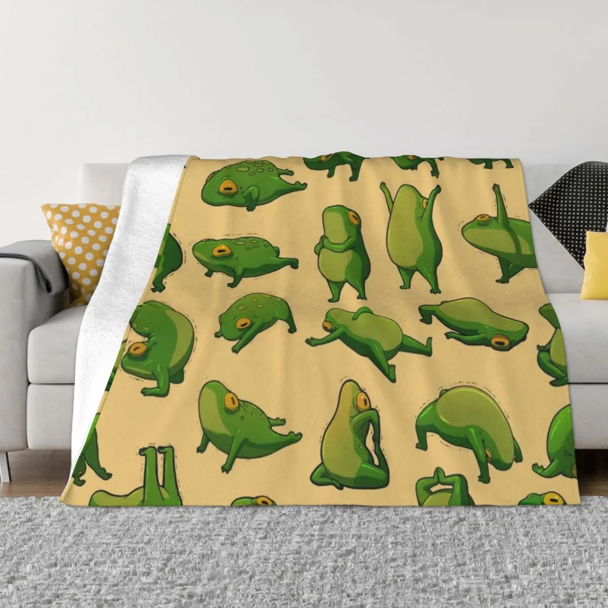 

Yoga Frogs Poster With Text Throw Blanket Personalized Gift wednesday Luxury Throw Blanket