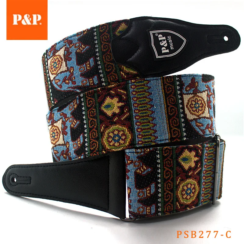 P&P Adjustable Embroidered Cotton Guitar Strap Widening and Thickening for Electric Acoustic Guitar Bass Belt