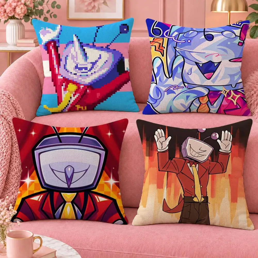 Game Deltarune TV Host Tenna Cushion Cover Cute Cartoon Throw Pillow Cover Soft Plush Cushion Cover Sofa Bedroom Home Decor