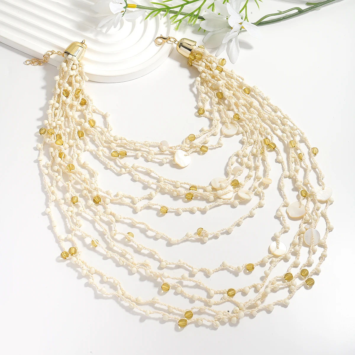 ZAA Fashion Bohemia Vintage Multilayer Weaving Necklace For Women Handmade Shell Beads Statement Jewelry Wedding Party Wearing