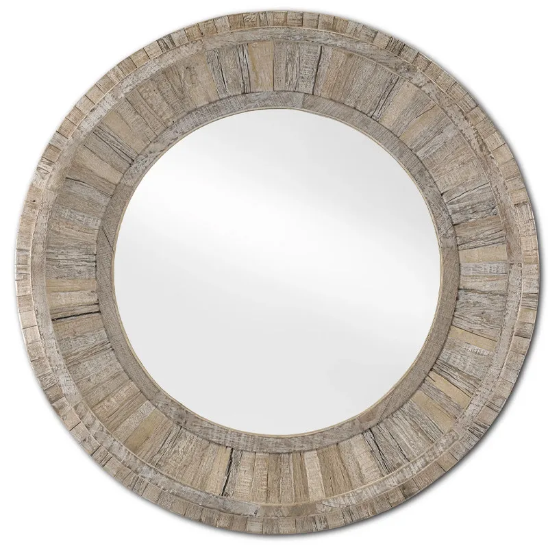 Retro solid wood simple bathroom mirror, wall decoration enigma mirror