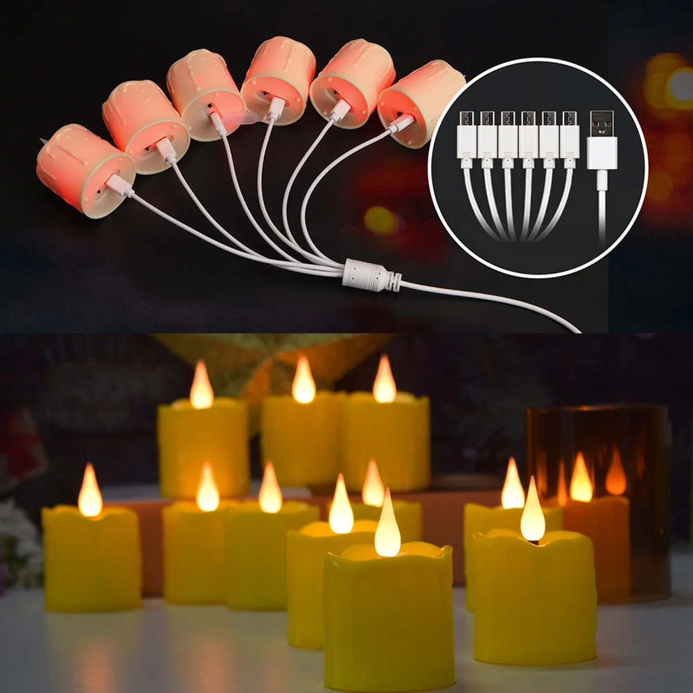 FPOO-Rechargeable LED Candles with Timer Remote, Waterproof Votive Candle, Home Decoration, Valentine's Day, Tea Light, 6Pcs