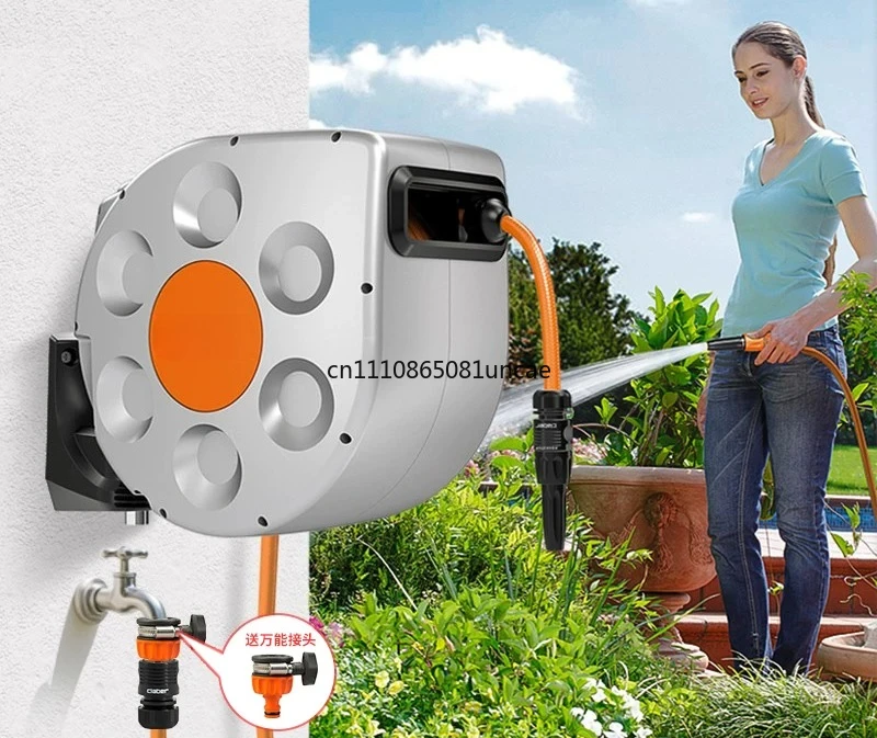 Automatic recycling water pipe truck, watering flower storage rack, telescopic water pipe artifact for garden watering,pipe reel