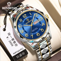 BINBOND Top Luxury Men Watches Business Top Brand Man Wristwatch Waterproof Luminous Date Week Quartz Men's Watch High Quality