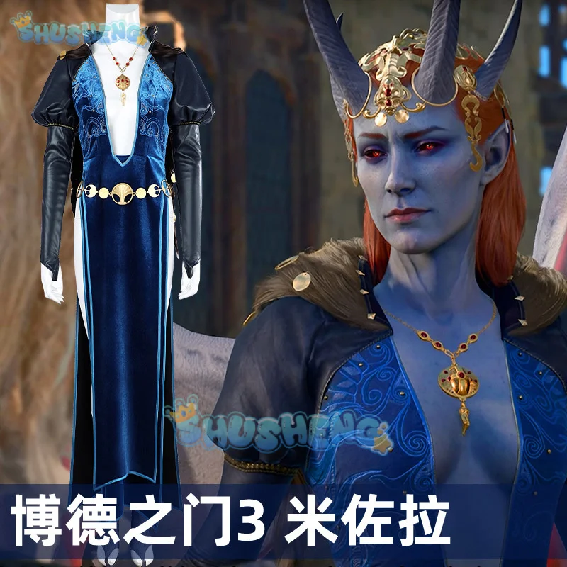 Baldur's Gate 3 Mizora Cosplay Fantasia Costume Disguise Adult Women Dress BG3 Role Play Outfit Female Halloween Carnival Suit