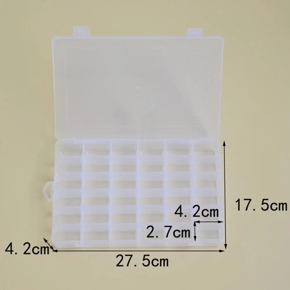 Space Saving  Helpful 36 Grids Fishing Tackle Bead Divider Box Anti-Scratch Bead Storage Case Transparent   for Threads