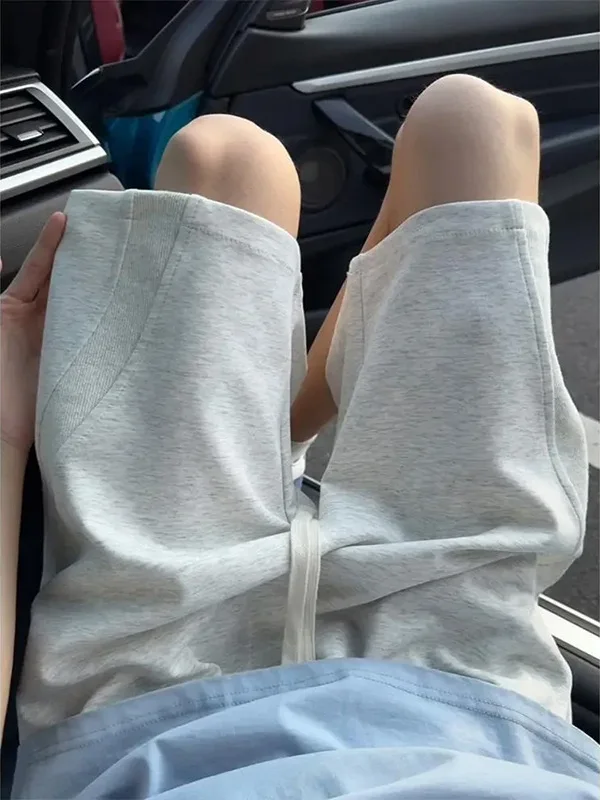 

American Deconstructed Diagonal Cut Breathable orts Men's Trendy Straight Leg Five-Quarter Loose Summer Thin Spor Mid-Len...