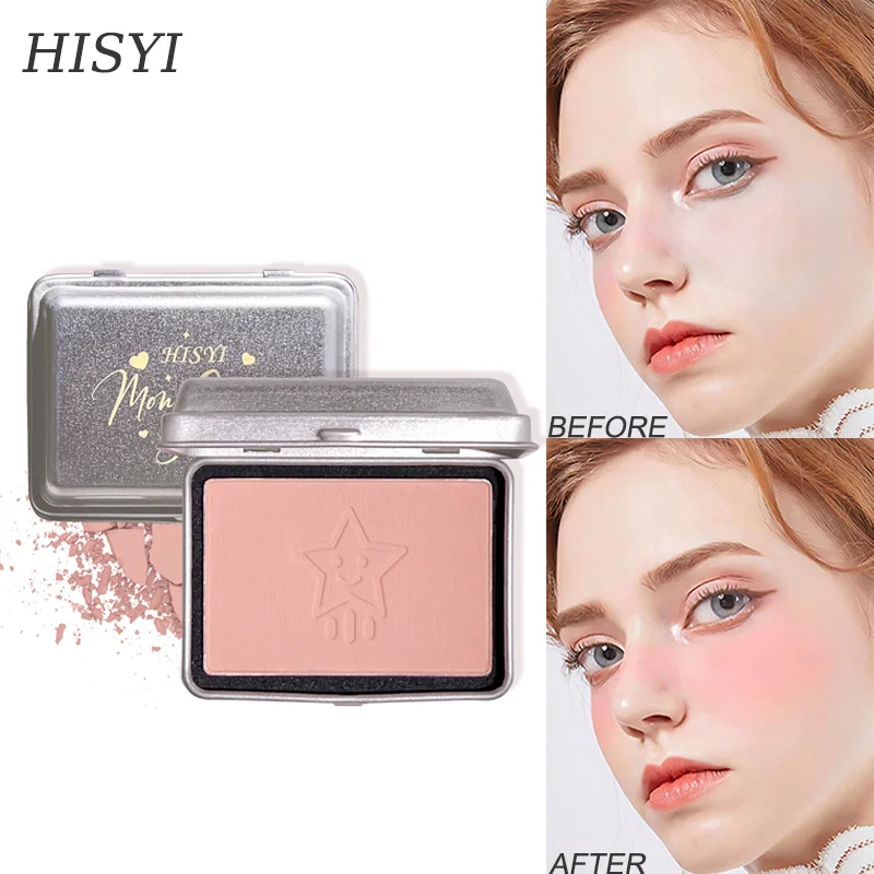 HISYI Rubor monocromático transparente acuático, blanqueamiento natural, mate de gran capacidad, placa de rubor rouge monocromática fácil de colorear