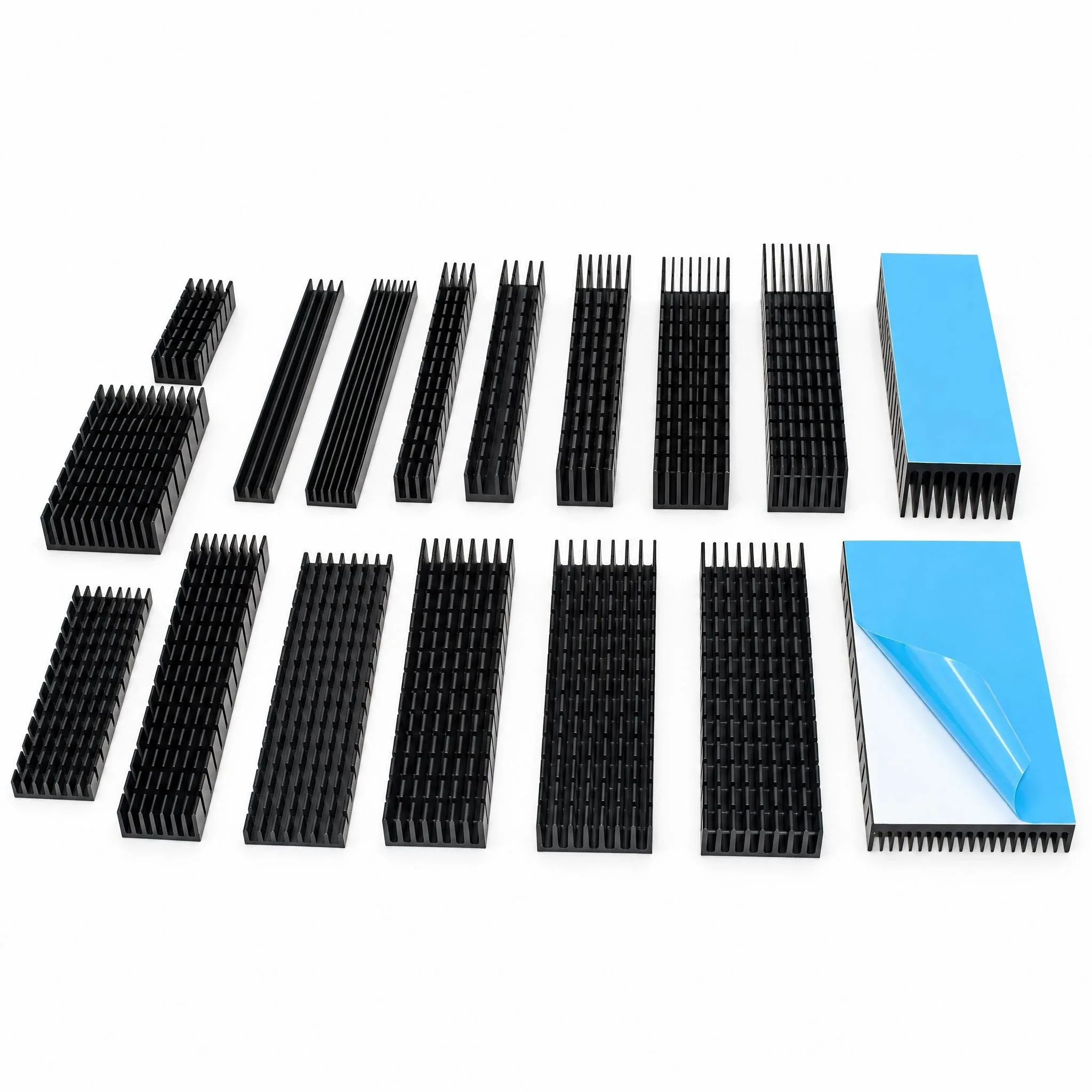 Aluminum Heatsink Black Anodized With Thermal Conductive Tape for Electronic RAM SSD Chip Cooling