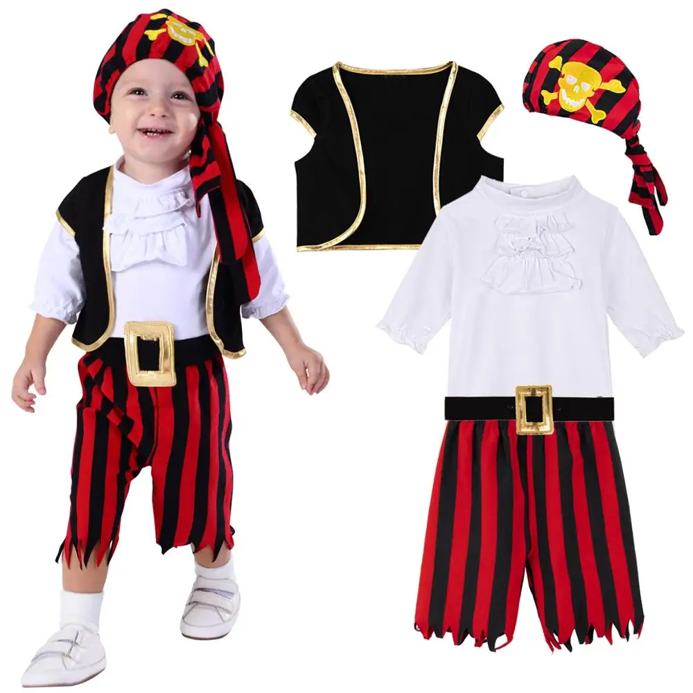 Boys Pirate Captain Cosplay Costume Baby Kids Carnival Party Outfits Halloween Costumes Children Girls Dress Fancy Clothes