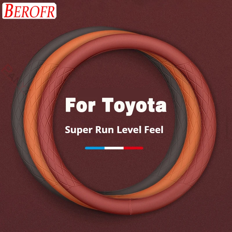 Car Steering Wheel Cover Breathable Anti Slip PU Leather Universal For Toyota RAV4 Camry 40 Corolla Prius C-HR Car Prado Reiz