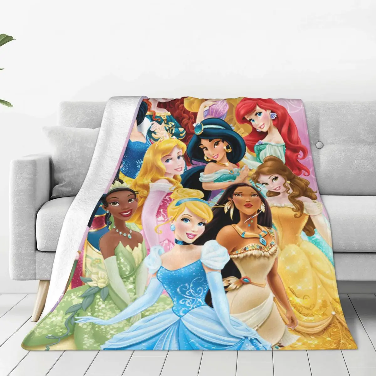 

Cartoon Princess Blankets Flannel Print Beauty for Girls Breathable Super Warm Throw Blanket for Bedding Office Plush Thin Quilt