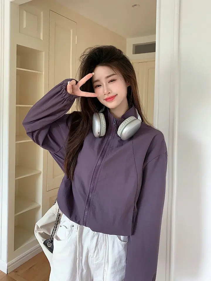 Woman Denim Jackets White Simple Couple Pure Comfortable Collared Shoulder Stylish Olive Green Single-layer Moderate Windproof