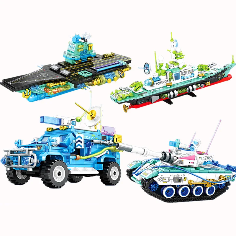 Blocos de construção pequenos, transportador de aeronaves militares/veículo blindado/navio/tanque montado modelo educacional tijolos moc presentes para meninos