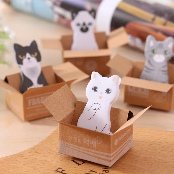Korean Version of Cute Cardboard Box, Cat, Small Notepad, Notepad, N Times, Note Memo Pad Stationery