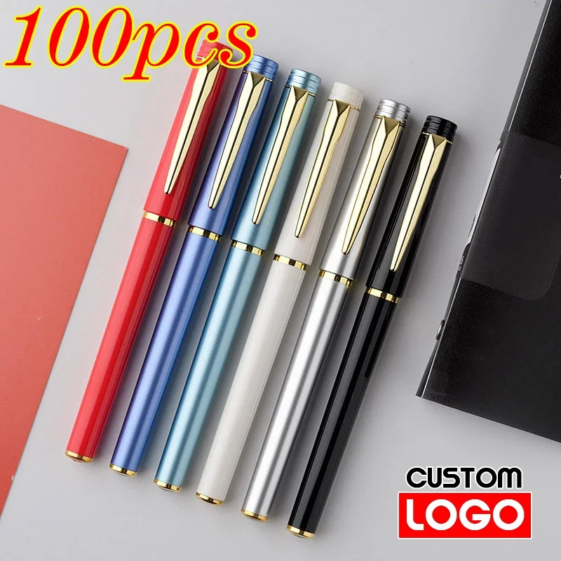 100pcs High-end Metal Texture Signature Pen Custom LOGO Business Office Meeting Ballpoint Pen Advertising Gift Gel Pen Wholesale