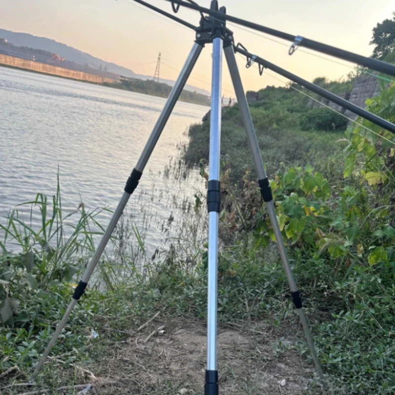 1PC Fishing Sea Rod Bracket Aluminum Alloy Ground Insertion Triangular Bracket Long-throw Telescopic Throwing Fishing Tools