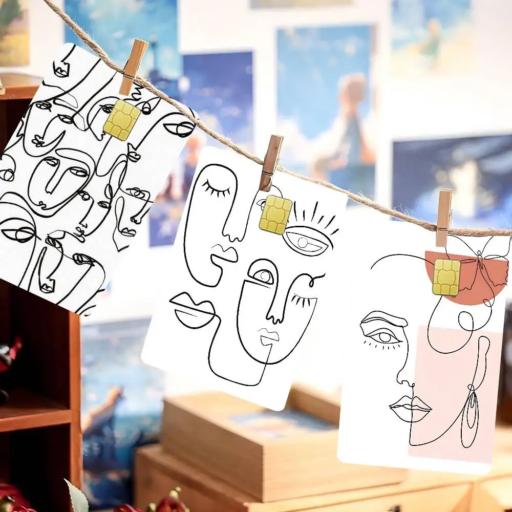 

Abstract Line Women Face Anime Front Cover Film Sticker Skin For Credit Debit Card Small Large Chip