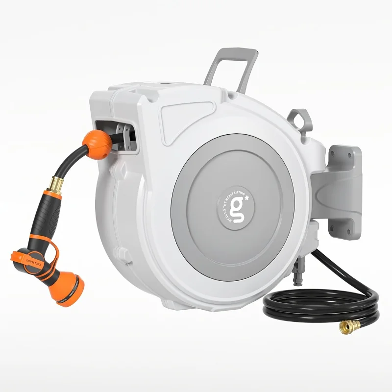 Giraffe Tool Retractable Garden Hose Reel，65Feet Heavy DutyPPWater Pipe，Belt1/2Inch American Standard Connector，Rotating Bracket