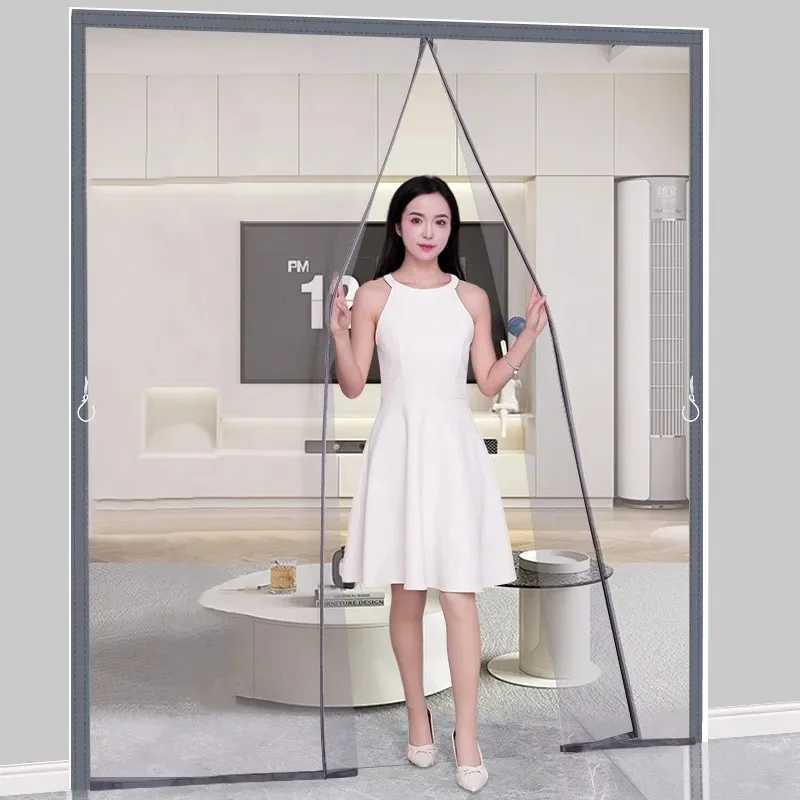 Upgrade Strong Magnetic Door Screen Spine-style Full Magnetic Strip Mosquito Net  Curtain Seamless Closure Diamond Mesh for Door
