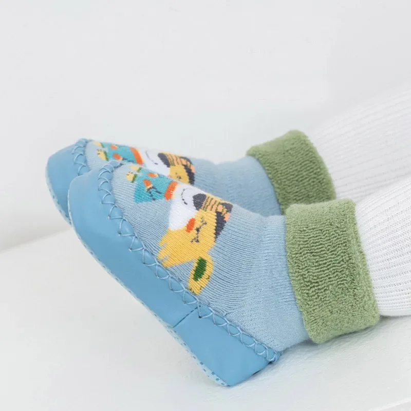 Toddler Indoor Sock Shoes Newborn Prewalker Kids Winter Thick Terry Cotton Baby Girl Sock Rubber Sole Infant Cartoon Funny Sock