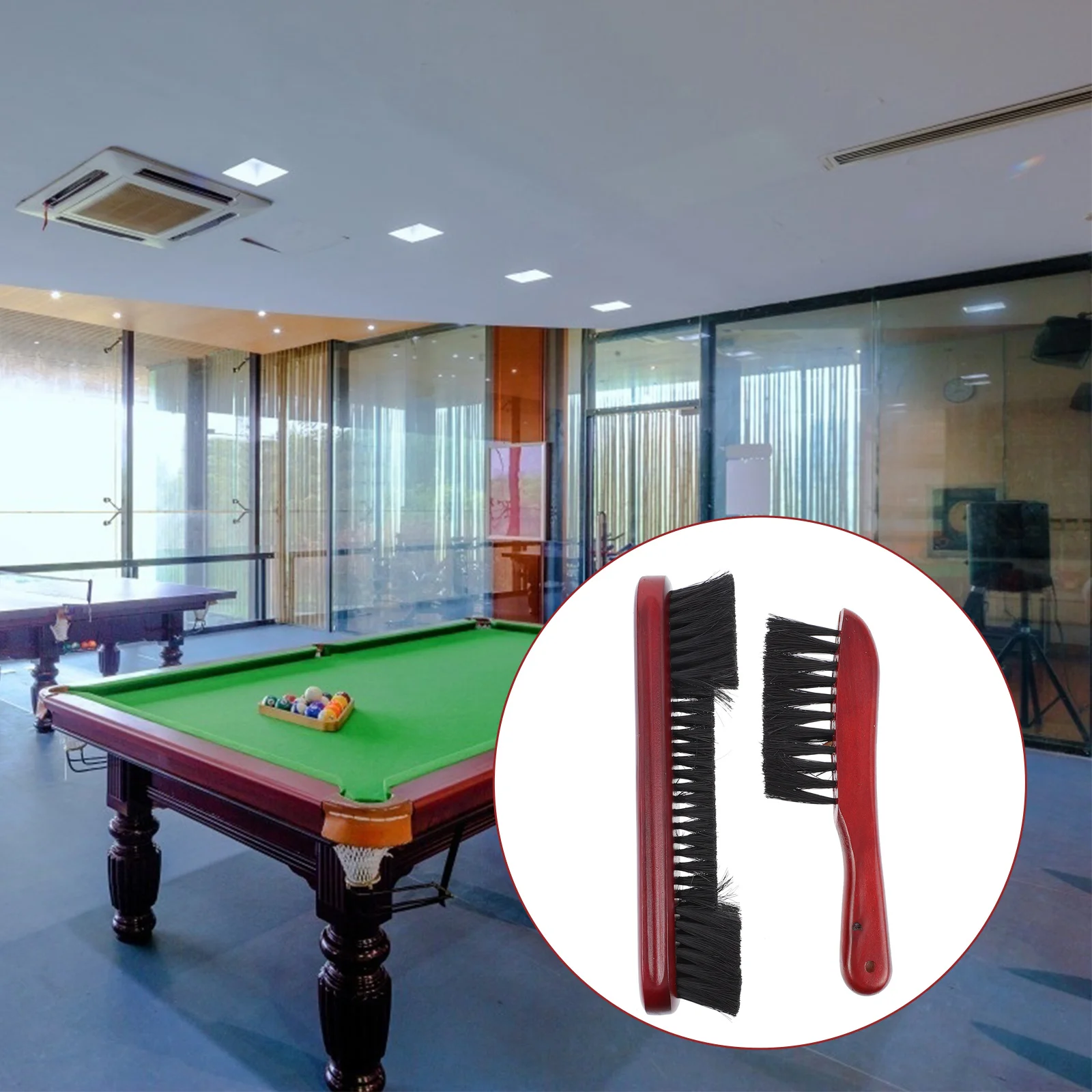 

2pcs Billiard Table Cleaning Brush Kit Durable Wooden Pvc Cleaning Brush Bristles For Home Room Tournament Use