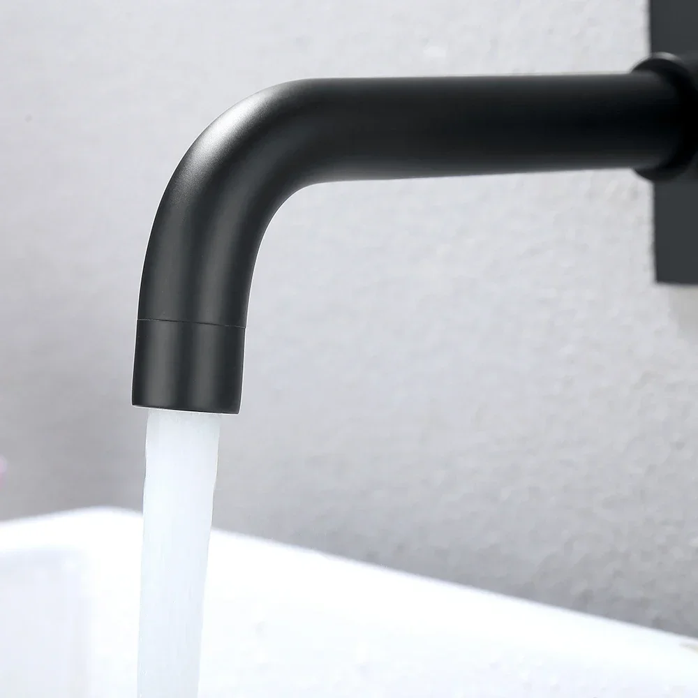 Bagnolux Black Embedded Installation Two Holes Shower Bathtub Vanity With Sink Cold And Hot Mixer Bathroom Faucet view 2