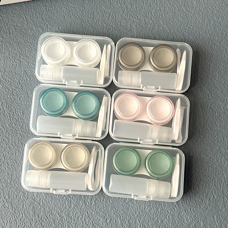 Nouvelle Boîte de Rangement Transparente pour Lentilles de Contact, Étui Portable de Voyage pour Lentilles de Contact, Boîte à Maquillage et Beauté, Contenant pour Pince à Épiler et Applicateur