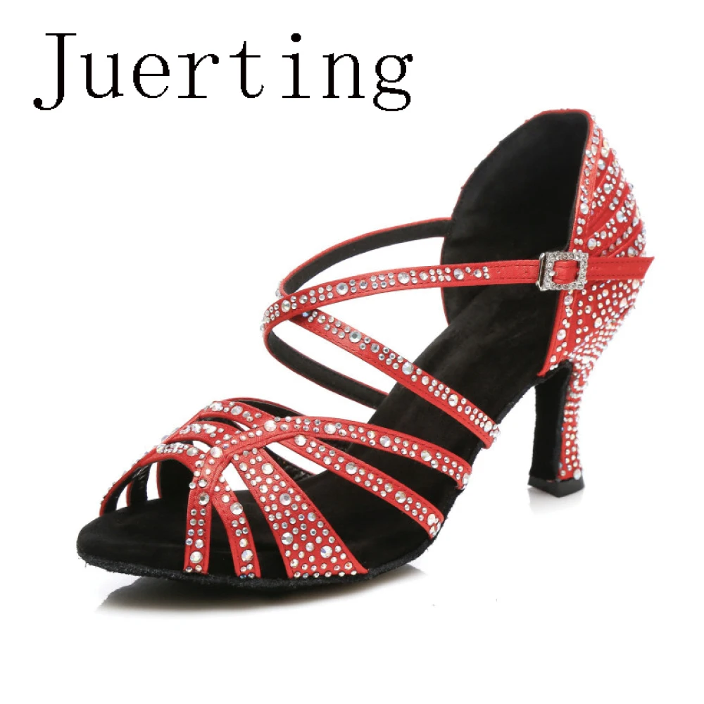 juerting Latin Cha-cha Rumba Heels Modern Jazz salsa รองเท้าส้นสูงกลางนุ่มสบายด้านล่างเต้นรําบอลรูมสแควร์