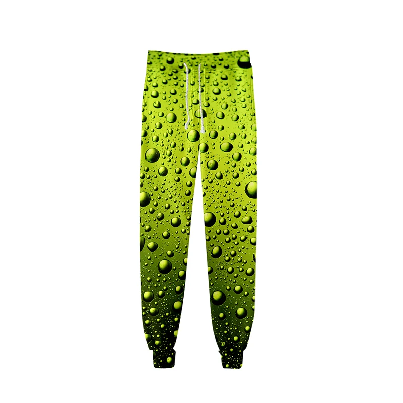 Pantalones largos de chándal para hombre y mujer, pantalón de chándal holgado con estampado 3D de gotas de agua verdes, estilo Hip Hop, ropa de calle para correr