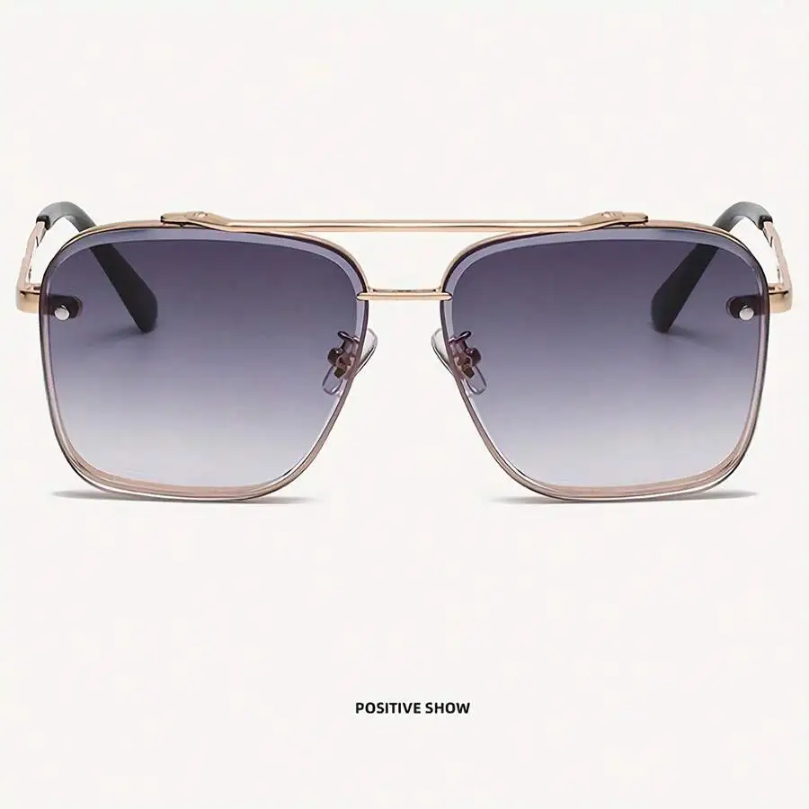 

Mens Square Pilot Style Fashion Sunglasses Gradient Gray Lenses Metal Frame For Casual Outdoor Travel