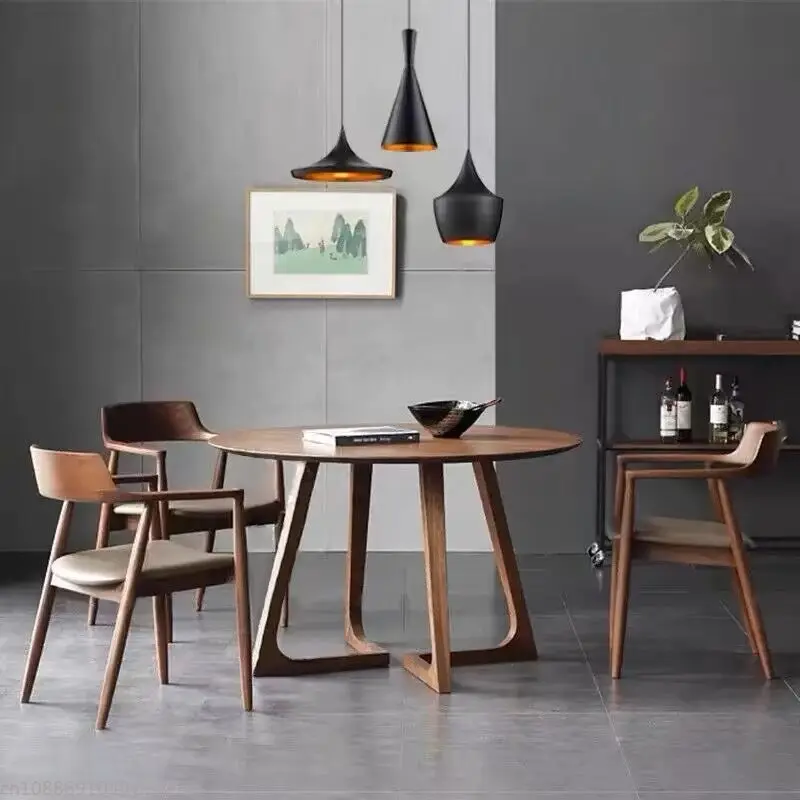 Nordic Solid Wood Dining Chair Table Home Small Apartment Modern Homestay Cafe Leisure Meeting Negotiation Furniture