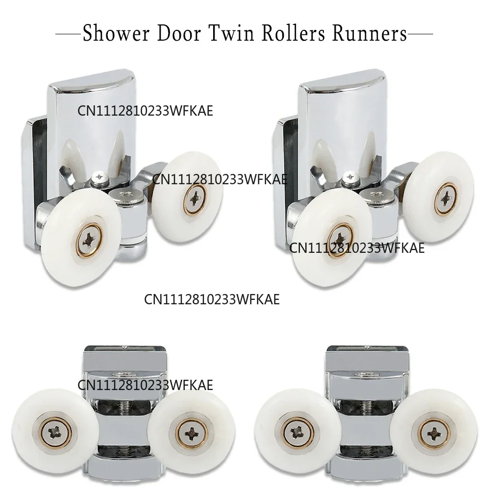 4pcs Shower Door Rollers Replacement Twin Roller Runners Wheels Pulleys Metal 23mm Wheel Diameter Top Roller Replacement