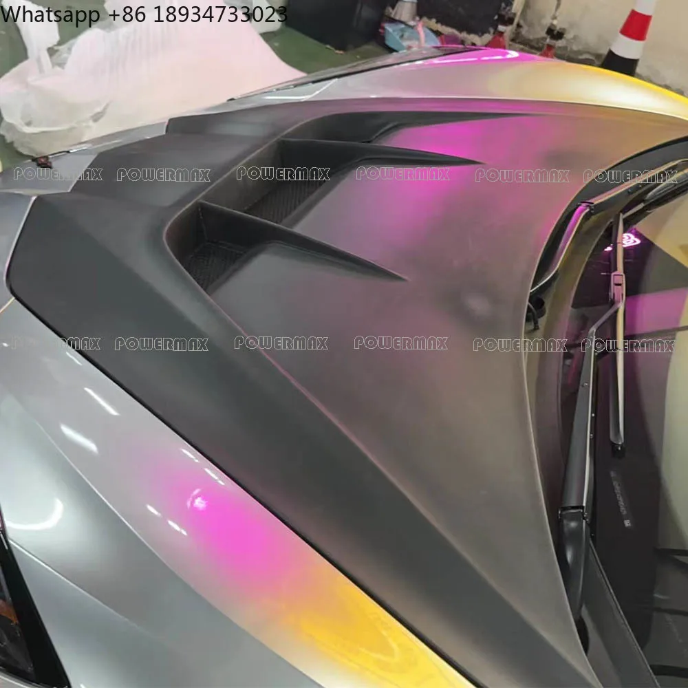 Painted Glossy Black FRP ZR1 Style Hood Fit for Chevrolet Corvette C8 Z51 Z06 2020+ Front Hood