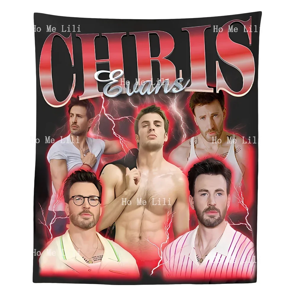 Chris Evans Vintage Graphic 90s Actor Homage Wall Aesthetic Tapestry For Bedroom Living Room Dorm