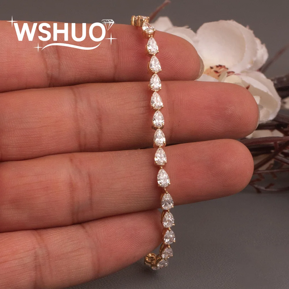 

3*5mm Pear Cut Full Moissanite Diamond Tennis Bracelet For Women S925 Silver Waterdrop Shape Elegant Bracelets Jewelry with GRA