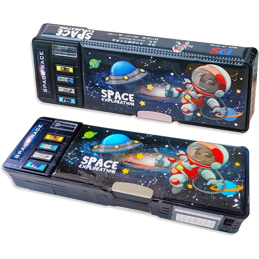 Pop Up Multifunction Pencil Case with Cute Cartoon Design for and Teens: Features Password Lock Built-in Sharpener Daily Schedu