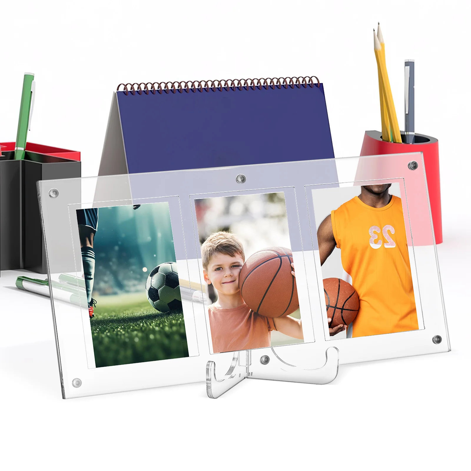 Acrylic Brick Clear Display Stand Card Picture Holder Easel Baseball Plaque Stands for