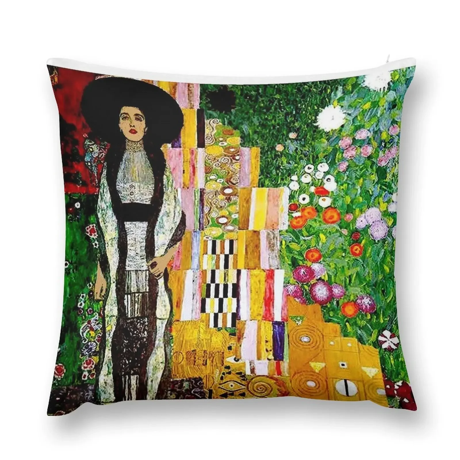 Gustav Klimt ; Vintage 1917 Adele Bloch-Bauer in Garden Print Throw Pillow Marble Cushion Cover pillow cover christmas pillow