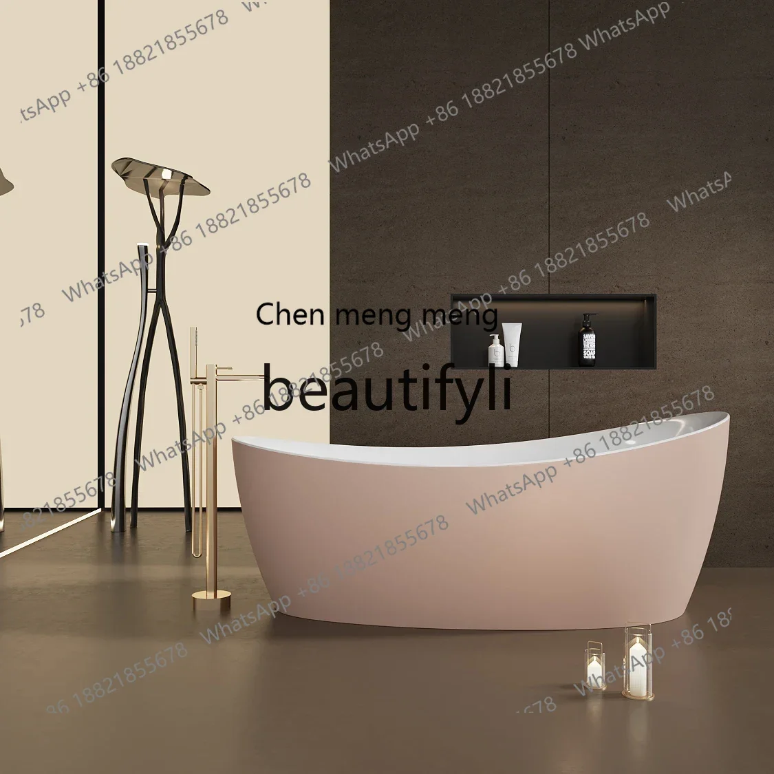 zqxAcrylic bathtub adult household small apartment B & B hotel oval artist independent bathtub