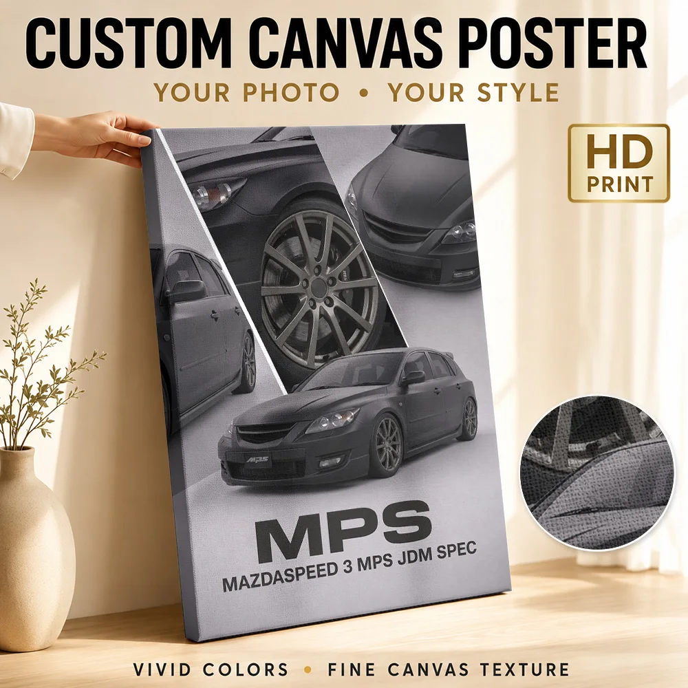Black Ary Japanese 3 MPS Car Canvas Poster Personalized Photo Modern Minimalist Style Wall Art Garage Studio Decor Driver Gift