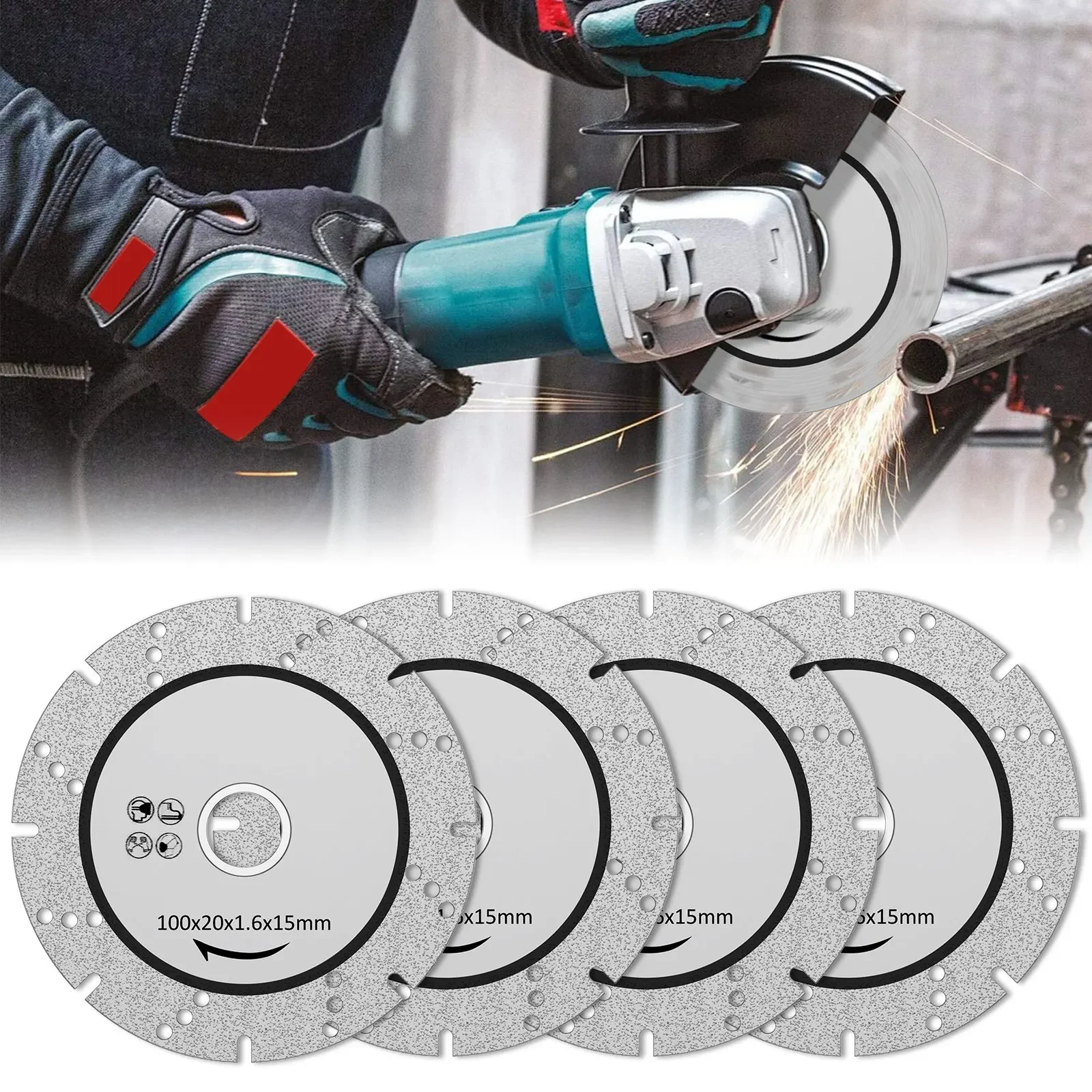 

4Pcs Diamond Cutting Discs 100mm Efficient Ceramic Angle Grinder Cutting Blade Ultra Thin Diamond Saw Blades Chip Free for PVC