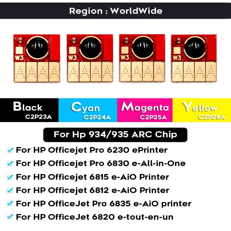 NEW HOT! Latest Firmware Version HP934 935 Cartridge Chip Use For HP Officejet pro 6830 6230 6835 6815 6812 Printer