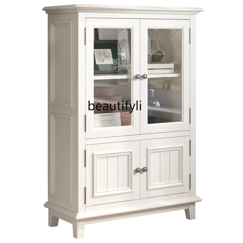 

American-Style Solid Wood Wine Cabinet Home Locker Small Apartment TV Cabinet Side Cabinet Modern Minimalist Double Door