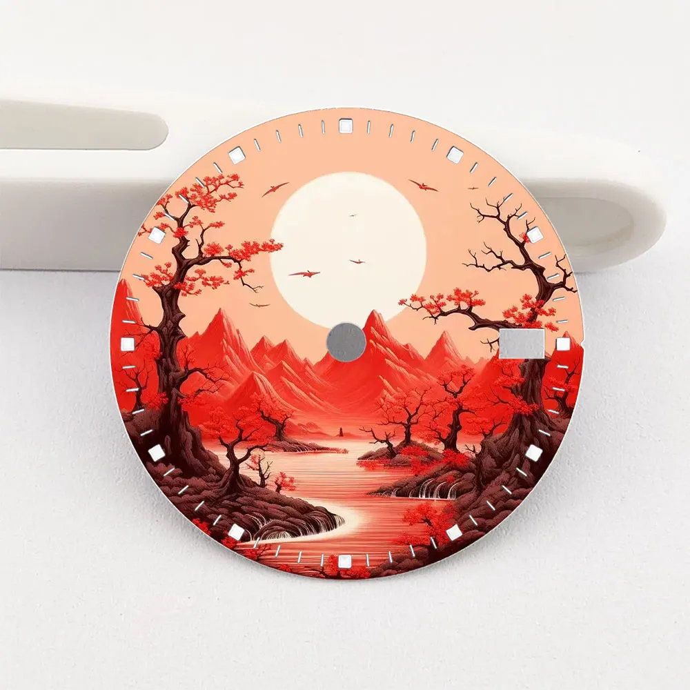 28.5mm Watch Dial NH35 Dial Ink-Wash Painting Dial Color Printing Personalized Dial Suitable for NH35/36 Movement