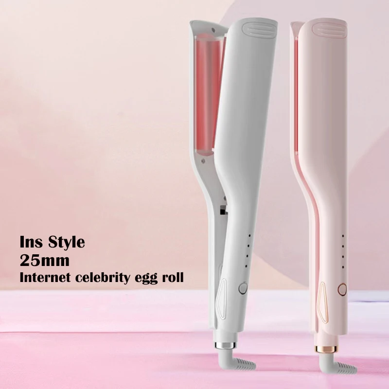 2 Barrel Curling Iron Ceramic Coating Care Hair Egg Roll Splint Fast Heating Electric Salon Styling Tool