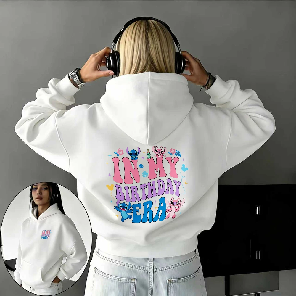 

Толстовка Disney Star Baby Stitch and Angie in My Birthday Era из 100% хлопка с принтом для мужчин и женщин, уличная повседневная теплая куртка